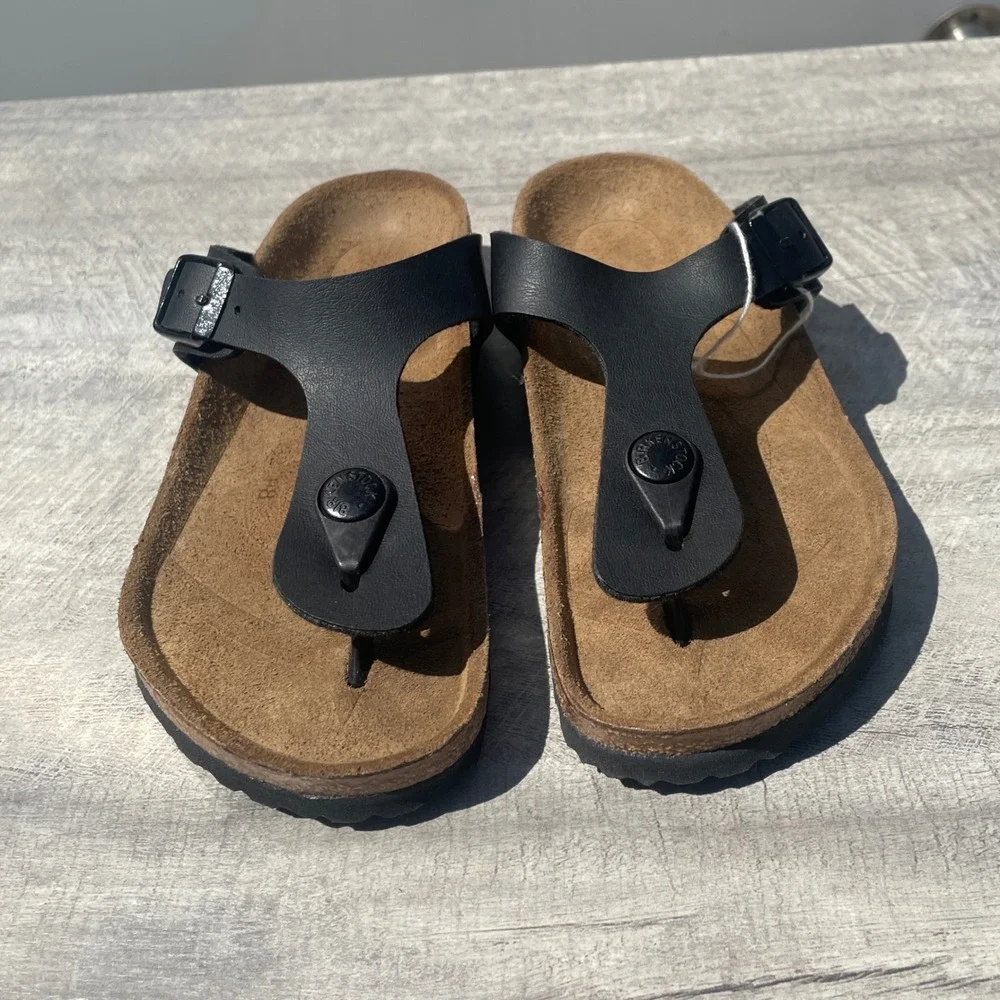 Birkenstock Gizeh Kids Black Birko-Flor Thong Sandals‎ Size 30 190 L9 M12